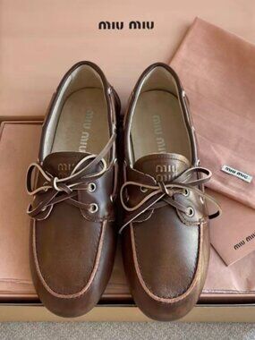 Miu Miu Brown Leather Loafers